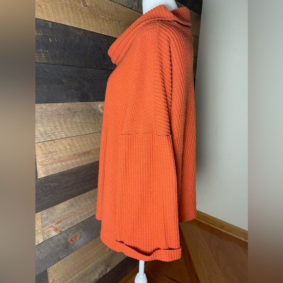 Anthropologie Sunday in Brooklyn Burnt Orange Waffle Knit Pullover Sweater Large - Picture 2 of 8